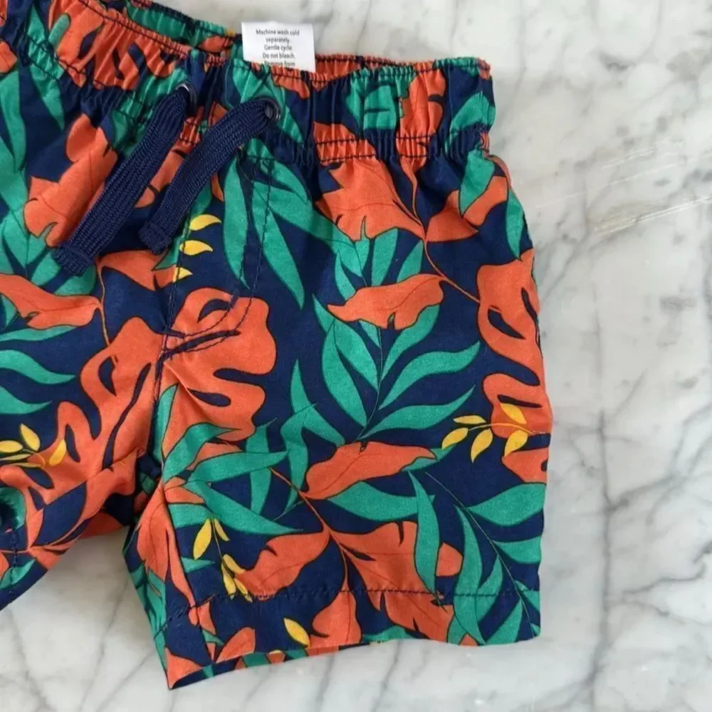 Gymboree Swim Shorts Hawaiian Print Sz 3-6 Mo